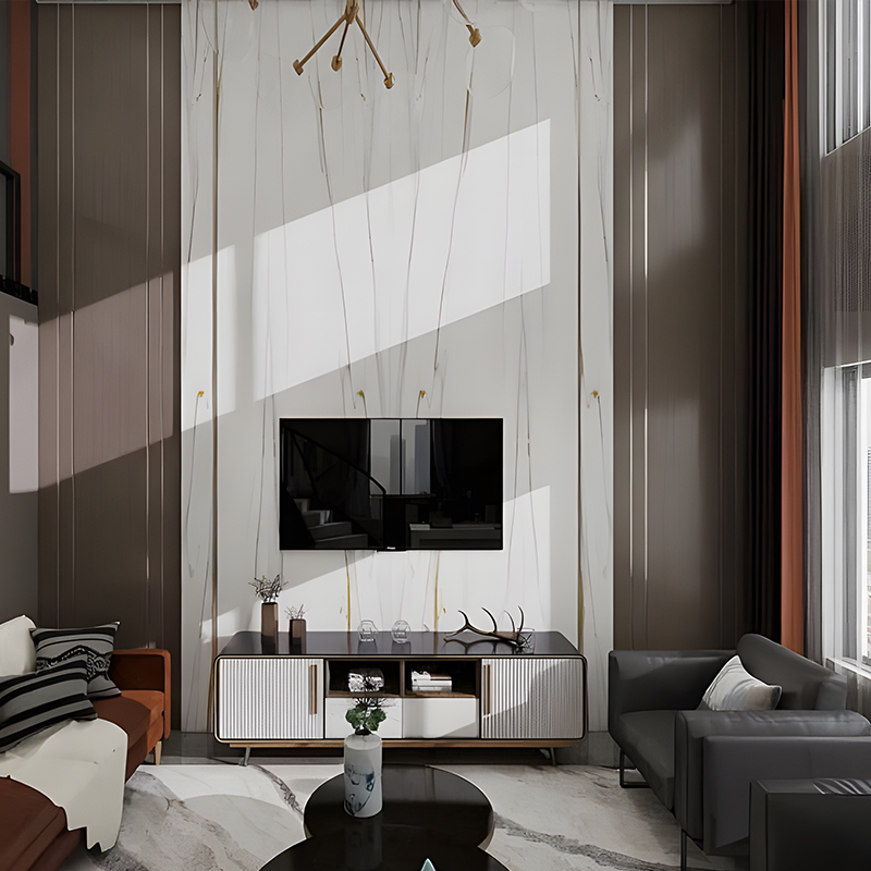 Gouden Drift Patroon Woonkamer Kast PET Transfer Film