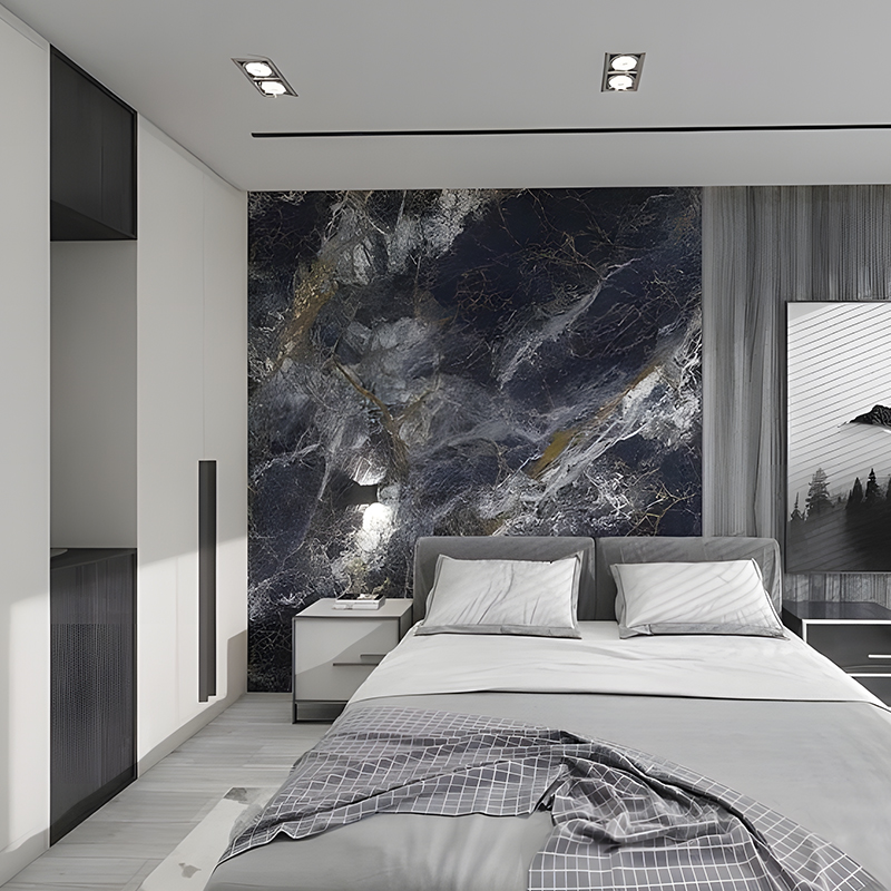 Vergulde Inkstone Hotel Slaapkamer Achtergrond Wanddecoratie PET Transfer Film
