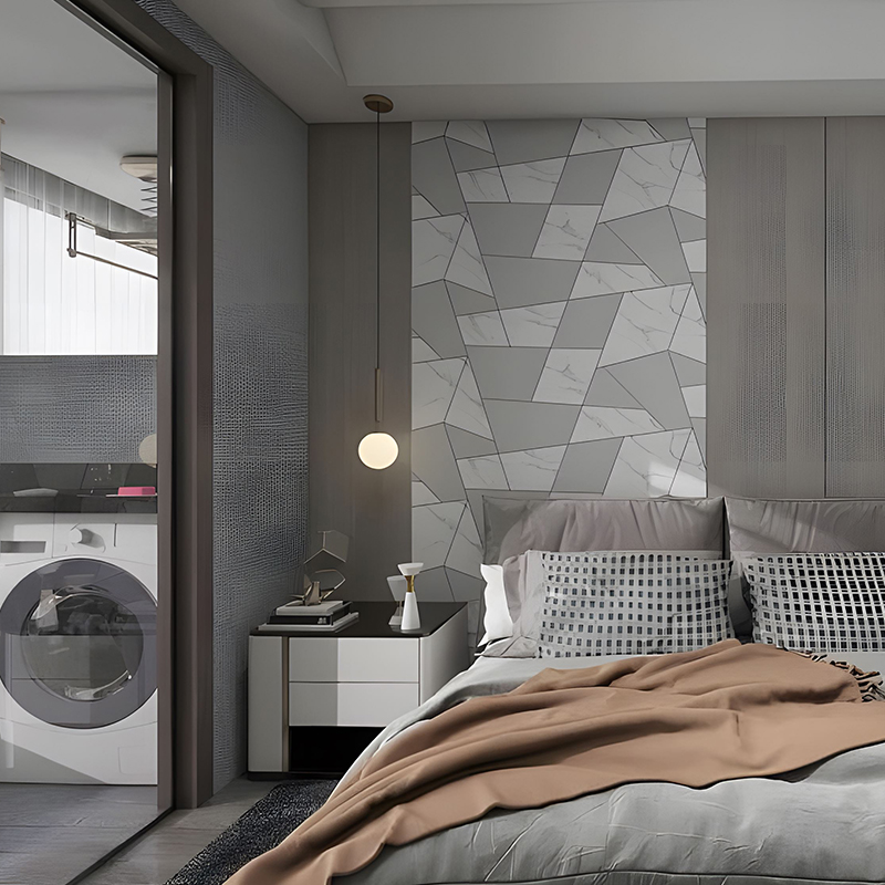 Vergulde geometrische woonkamer achtergrond wanddecoratie PET-overdrachtsfilm