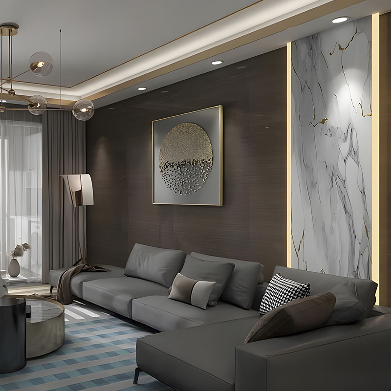 Vergulde Cloud Rock Appartement Achtergrond Wanddecoratie PET Transfer Film