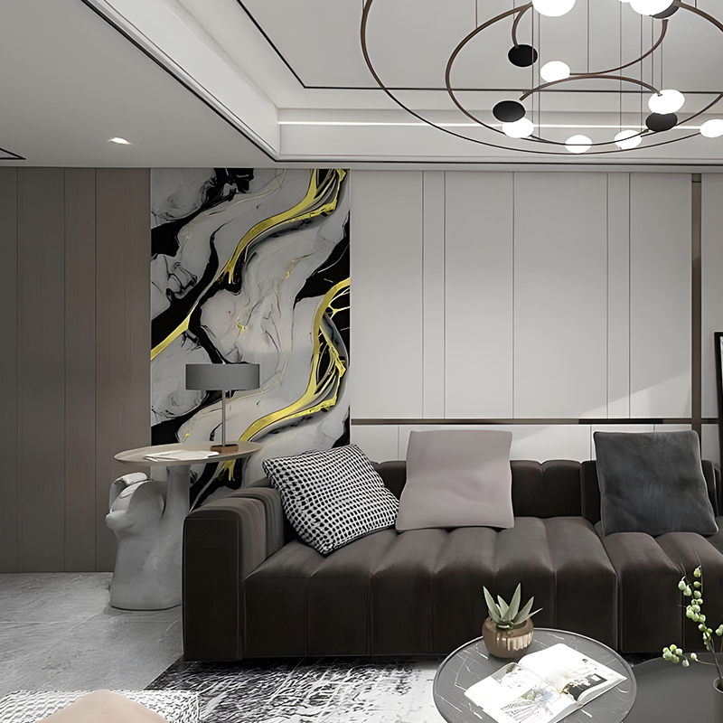 Vergulde Inktstijl Slaapkamer Achtergrond Wanddecoratie PET Transfer Film