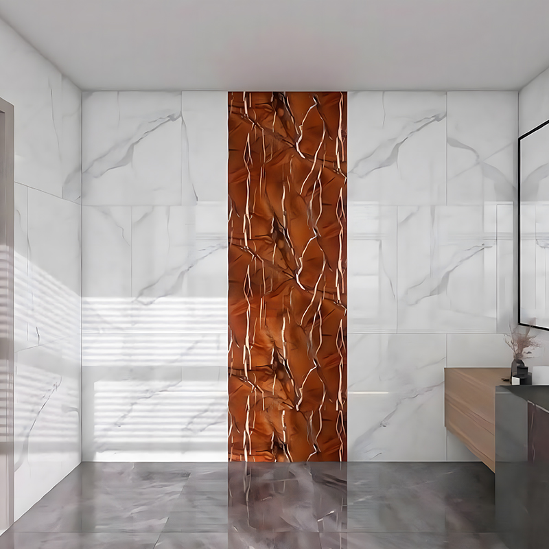 Regenwoud bruin getextureerde badkamer backsplash decoratie PET warmteoverdrachtsfilm