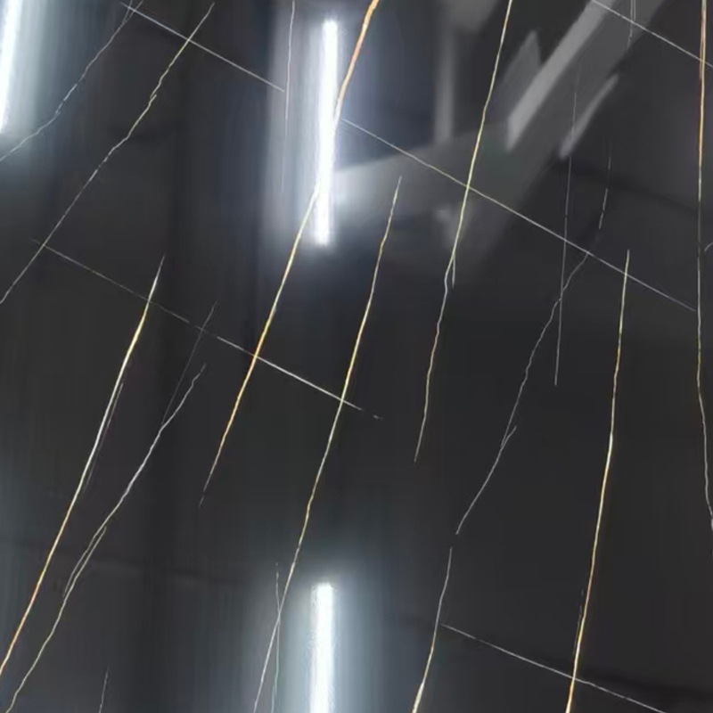 Anti-kras zwart goud ader UV-marmeren plaat voor binnenwanddecoratie